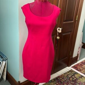Tahari T. Dress  scoop neck  capped sleeves  lined  fuchsia  fitted Size 8 NWOT